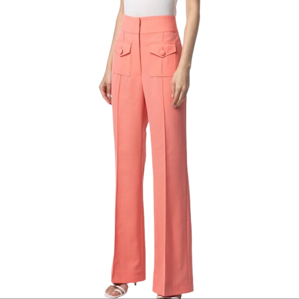 Alice McCall x Free People Hyde Park 10 / M Coral Pink High Rise Trousers Pants
